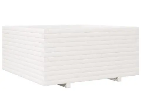 Jardinieră de grădină, alb, 100x100x49,5 cm, lemn masiv de pin - 2/5