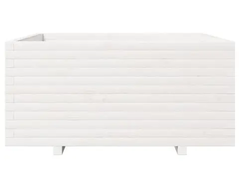 Jardinieră de grădină, alb, 100x100x49,5 cm, lemn masiv de pin - 5/5