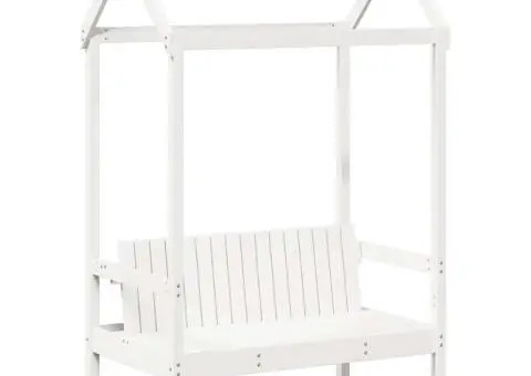 Set pat de zi/bancă cu acoperiș alb 90x190 cm lemn masiv de pin - 5/5