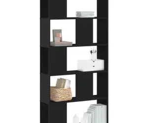 vidaXL Bibliotecă cu 5 niveluri negru 80,5x23,5x162,5cm lemn prelucrat