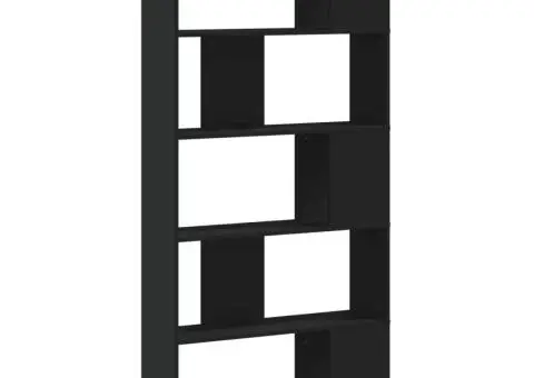 Bibliotecă cu 5 niveluri negru 80,5x23,5x162,5cm lemn prelucrat - 5/5