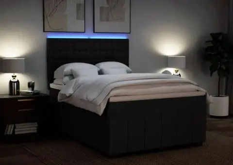 Pat box spring cu saltea, negru, 140x200 cm, textil - 4/5