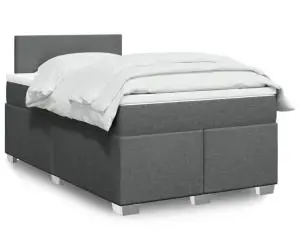 vidaXL Pat box spring cu saltea, gri închis, 120x190 cm, textil