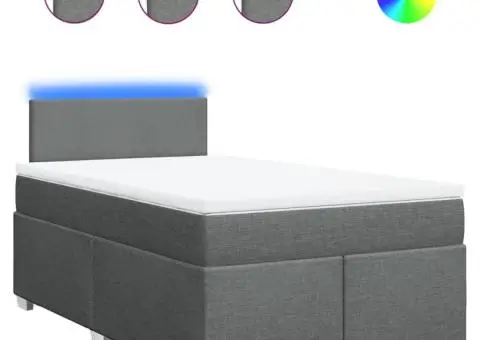 Pat box spring cu saltea, gri închis, 120x190 cm, textil - 2/5