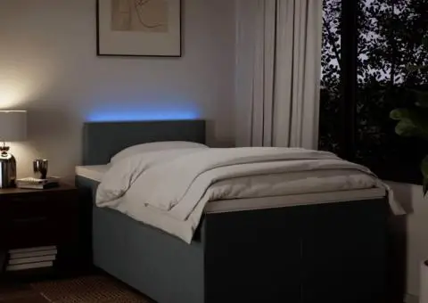 Pat box spring cu saltea, gri închis, 120x190 cm, textil - 5/5