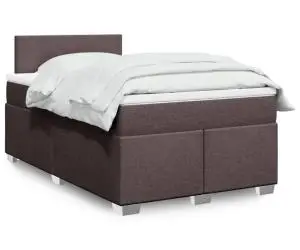 vidaXL Pat box spring cu saltea, maro închis, 120x190 cm, textil