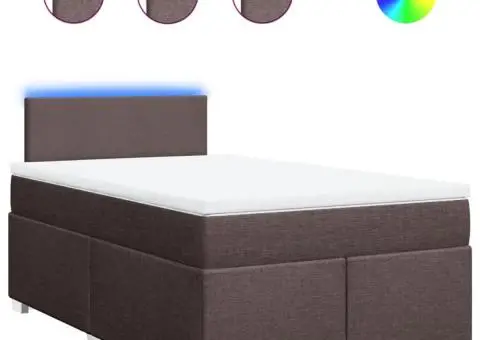 Pat box spring cu saltea, maro închis, 120x190 cm, textil - 2/5