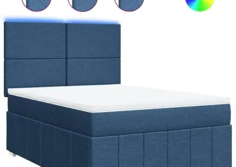 Pat continental cu saltea, albastru, 140x200cm, material textil - 2/5