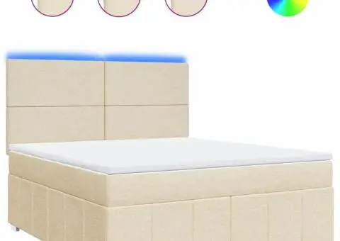 Pat continental cu saltea, crem, 180x200 cm, textil - 2/5