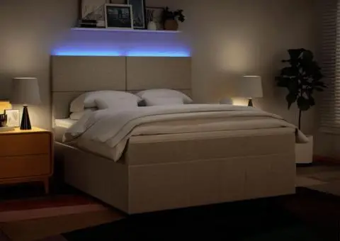 Pat continental cu saltea, crem, 180x200 cm, textil - 4/5