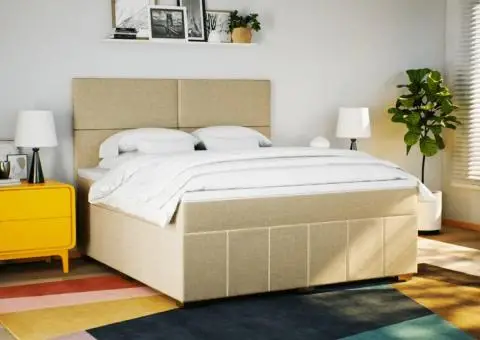 Pat continental cu saltea, crem, 180x200 cm, textil - 5/5