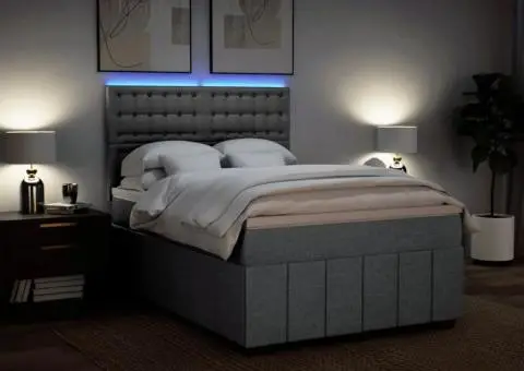 Pat continental, gri deschis, 140x200 cm, material textil - 4/5