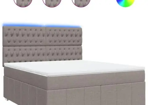 Pat continental cu saltea, gri taupe, 180x200 cm, textil - 2/5