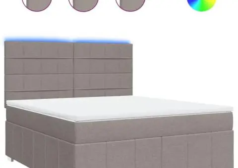 Pat continental cu saltea, gri taupe, 180x200 cm, textil - 2/5