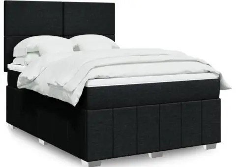 Pat box spring cu saltea, negru, 140x200 cm, textil - 1/5