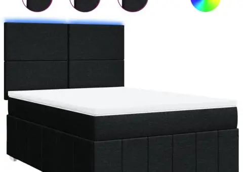 Pat box spring cu saltea, negru, 140x200 cm, textil - 2/5