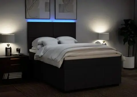 Pat box spring cu saltea, negru, 140x200 cm, textil - 4/5