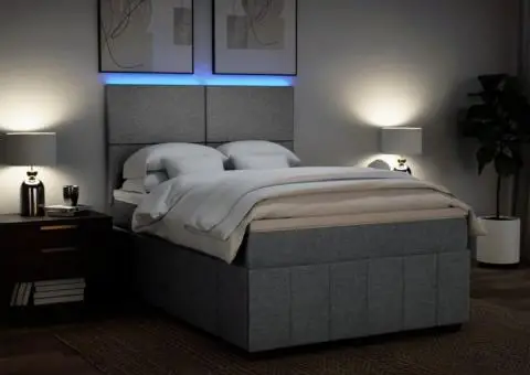 Pat continental, gri deschis, 140x200 cm, material textil - 4/5