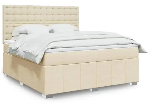 Pat continental cu saltea, crem, 180x200 cm, textil - 1/5