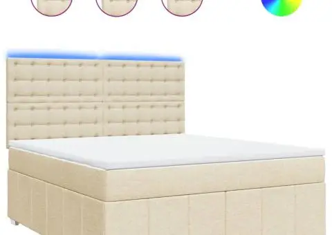 Pat continental cu saltea, crem, 180x200 cm, textil - 2/5