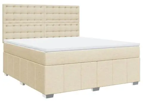 Pat continental cu saltea, crem, 180x200 cm, textil - 3/5