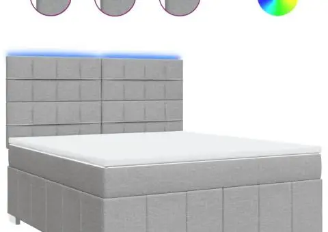 Pat continental, gri deschis, 180x200 cm, material textil - 2/5