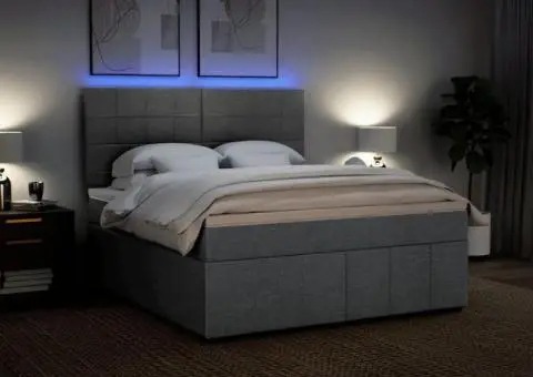 Pat continental, gri deschis, 180x200 cm, material textil - 4/5