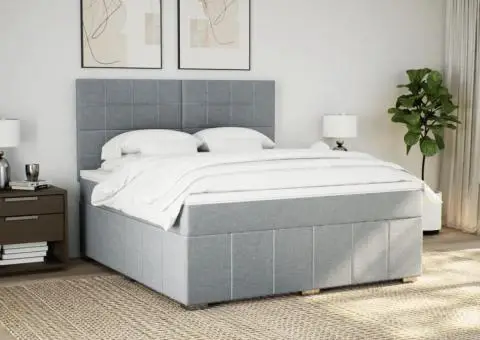 Pat continental, gri deschis, 180x200 cm, material textil - 5/5