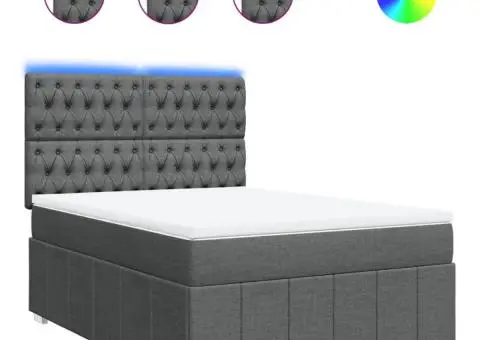 Pat box spring cu saltea, gri închis, 140x200 cm, textil - 2/5