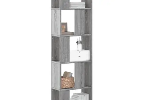 Bibliotecă 5 niveluri gri sonoma 45x23,5x162,5cm lemn prelucrat - 1/5