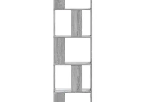 Bibliotecă 5 niveluri gri sonoma 45x23,5x162,5cm lemn prelucrat - 3/5