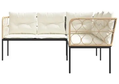 Canapea de grădină cu perne în formă L, negru oțel și textilenă - 4/5