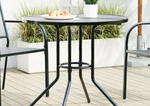 Masă terasă rotundă, antracit, Ø80x72,5 cm oțel vopsit electro. - 1/5