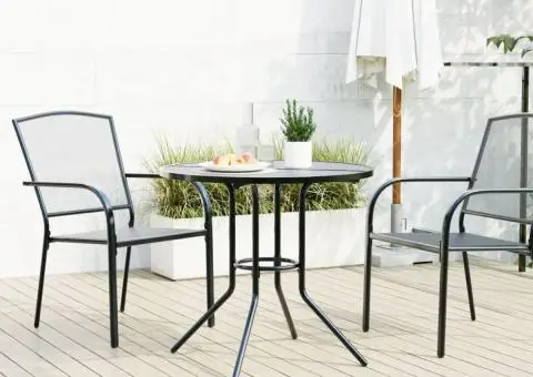 Masă terasă rotundă, antracit, Ø80x72,5 cm oțel vopsit electro. - 3/5