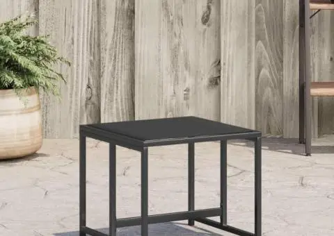 Taburete de grădină, 4 buc., negru, oțel și textilenă - 1/5