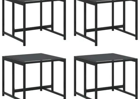 Taburete de grădină, 4 buc., negru, oțel și textilenă - 2/5