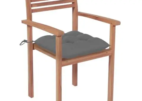 Scaune grădină stivuibile cu perne, 6 buc, lemn masiv tec - 2/5