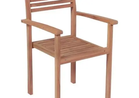 Scaune grădină stivuibile cu perne, 6 buc, lemn masiv tec - 4/5