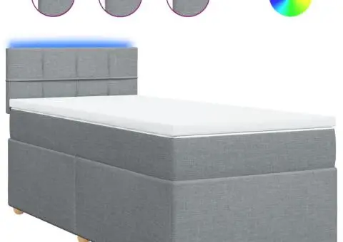 Pat continental cu saltea, gri deschis, 80x200 cm, textil - 2/5