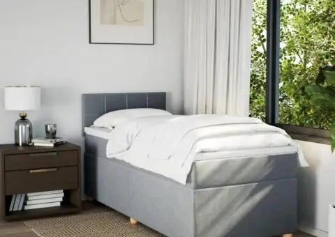 Pat continental cu saltea, gri deschis, 80x200 cm, textil - 4/5