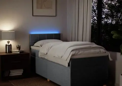 Pat continental cu saltea, gri deschis, 80x200 cm, textil - 5/5