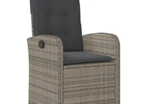 Set mobilier de grădină cu perne, 7 piese, gri, poliratan - 4/5