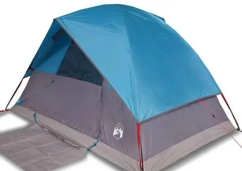 Cort de camping cupolă pentru 4 persoane, albastru, impermeabil - 2/5