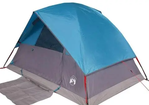 Cort de camping cupolă pentru 4 persoane, albastru, impermeabil - 3/5