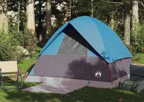 Cort de camping cupolă pentru 4 persoane, albastru, impermeabil - 4/5