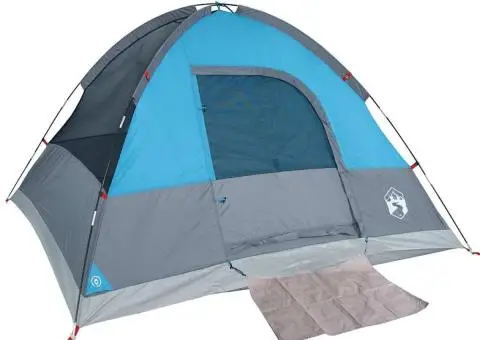 Cort de camping cupolă pentru 4 persoane, albastru, impermeabil - 5/5