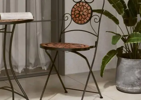 Scaune de bistro pliabile, 2 buc., cărămiziu, ceramică - 1/5