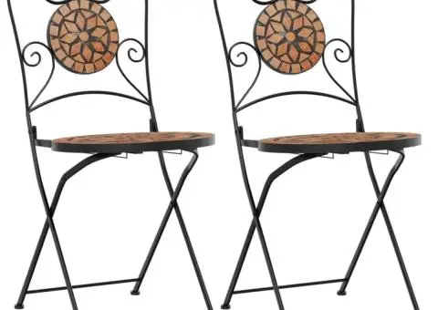 Scaune de bistro pliabile, 2 buc., cărămiziu, ceramică - 2/5