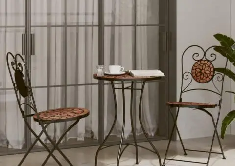 Scaune de bistro pliabile, 2 buc., cărămiziu, ceramică - 3/5