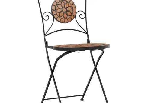 Scaune de bistro pliabile, 2 buc., cărămiziu, ceramică - 4/5